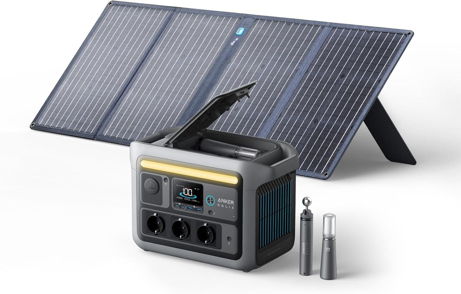 Anker SOLIX C800 Plus station électrique portable et panneau solaire 100 W, générateur solaire 1 200 W